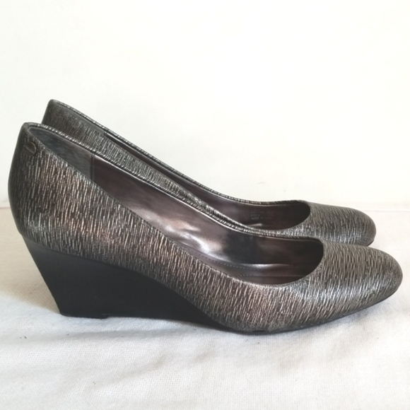 Calvin Klein Silver Black Leather Wedge Saxton - Picture 2 of 8